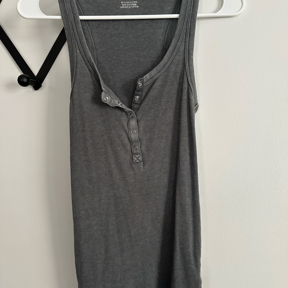 Aerie Charcoal Henley Tank Top